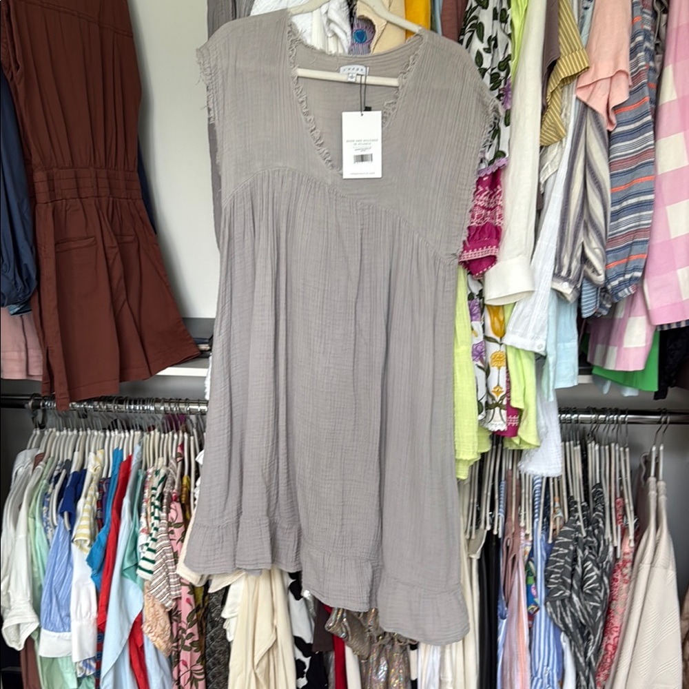 Gray Asymmetrical Pleated Midi Dress Sleeveless